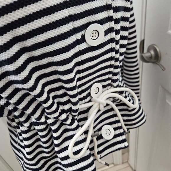 Cabi Harbor Jacket Small Stripes Knit navy White Button-Front Drawstring Waist - Picture 8 of 16